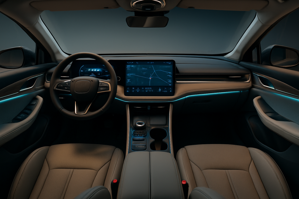 explorez l'intérieur ingénieux de cette superbe voiture électrique chinoise, créée en partenariat avec huawei, alliant innovation, élégance et technologies de pointe.