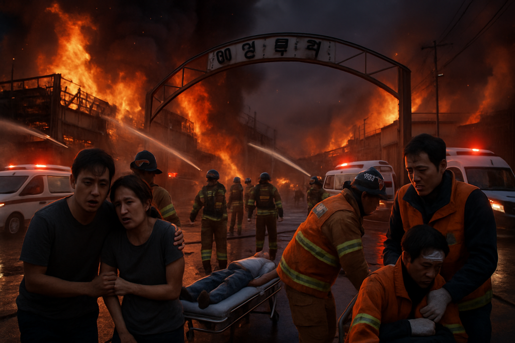 Tragédie en Corée du Sud : au moins 14 portés disparus et 21 blessés graves dans un incendie majeur d’usine automobile incendie majeur dans une usine automobile en corée du sud : au moins 14 personnes portées disparues et 21 blessées graves. suivez les dernières informations sur cette tragédie.